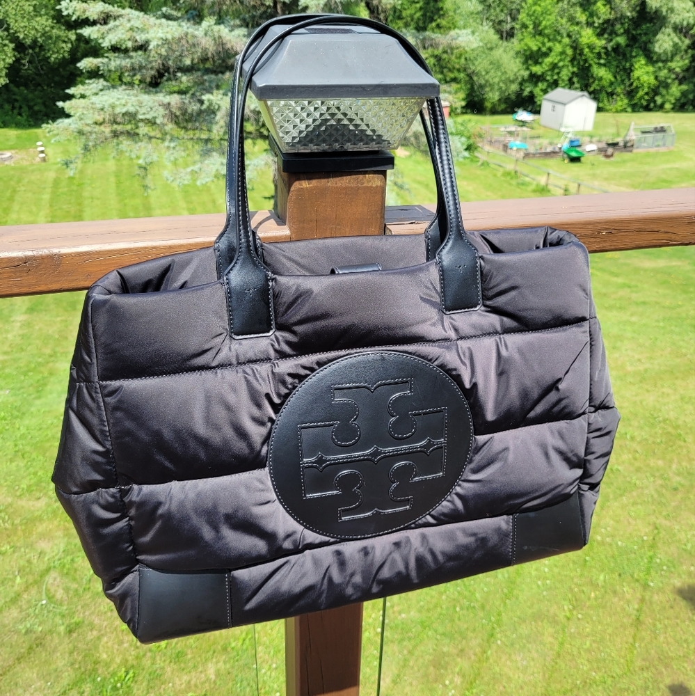 Tory Burch Ella tote, black puffer, large size